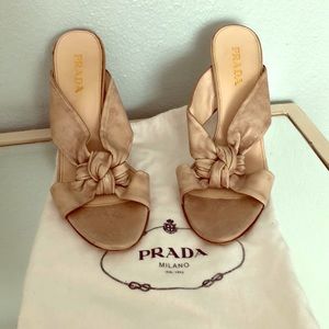 Prada slip on heels. Distressed leather.
